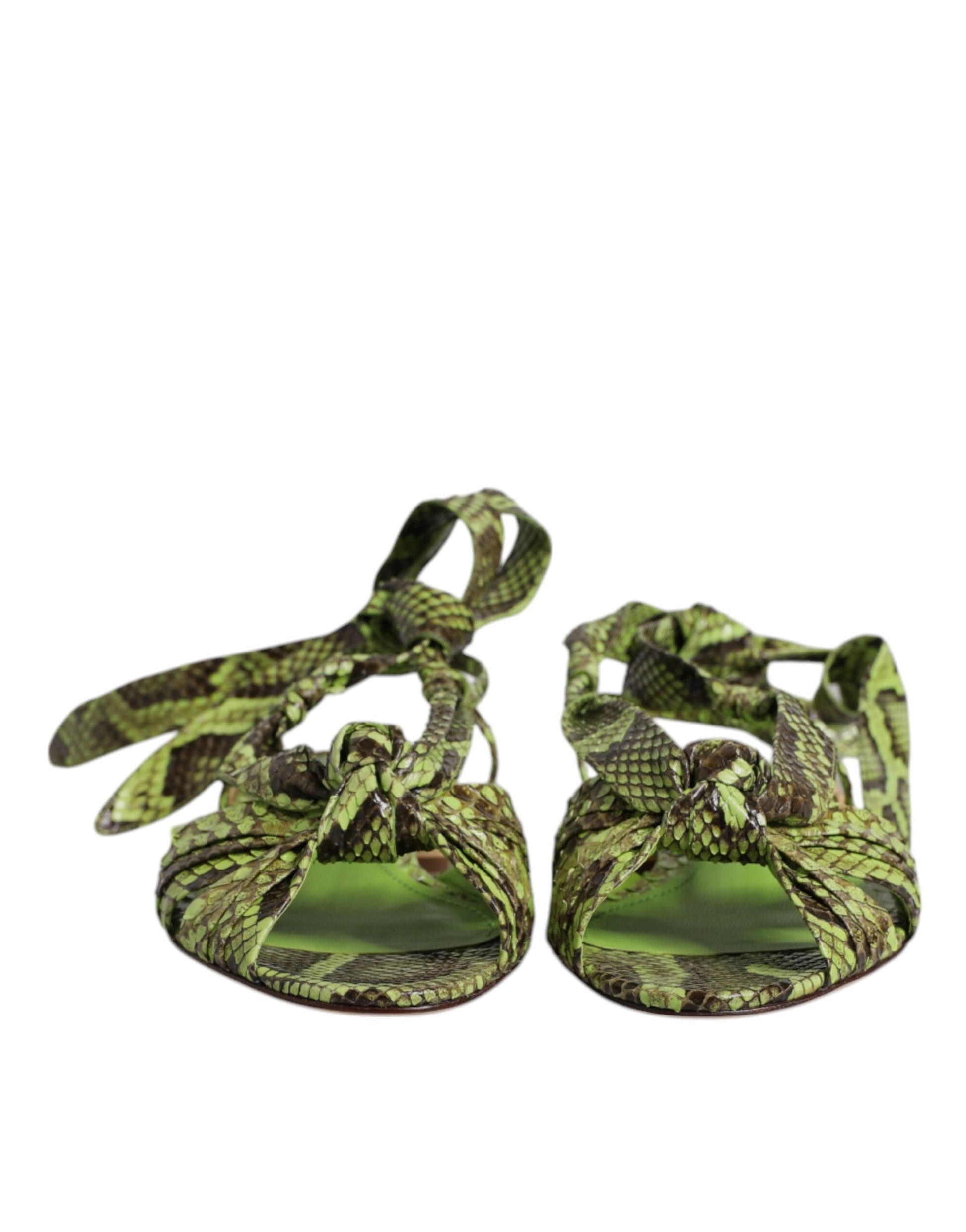 Sandales à bride cheville à imprimé animal vert Dolce &amp; Gabbana