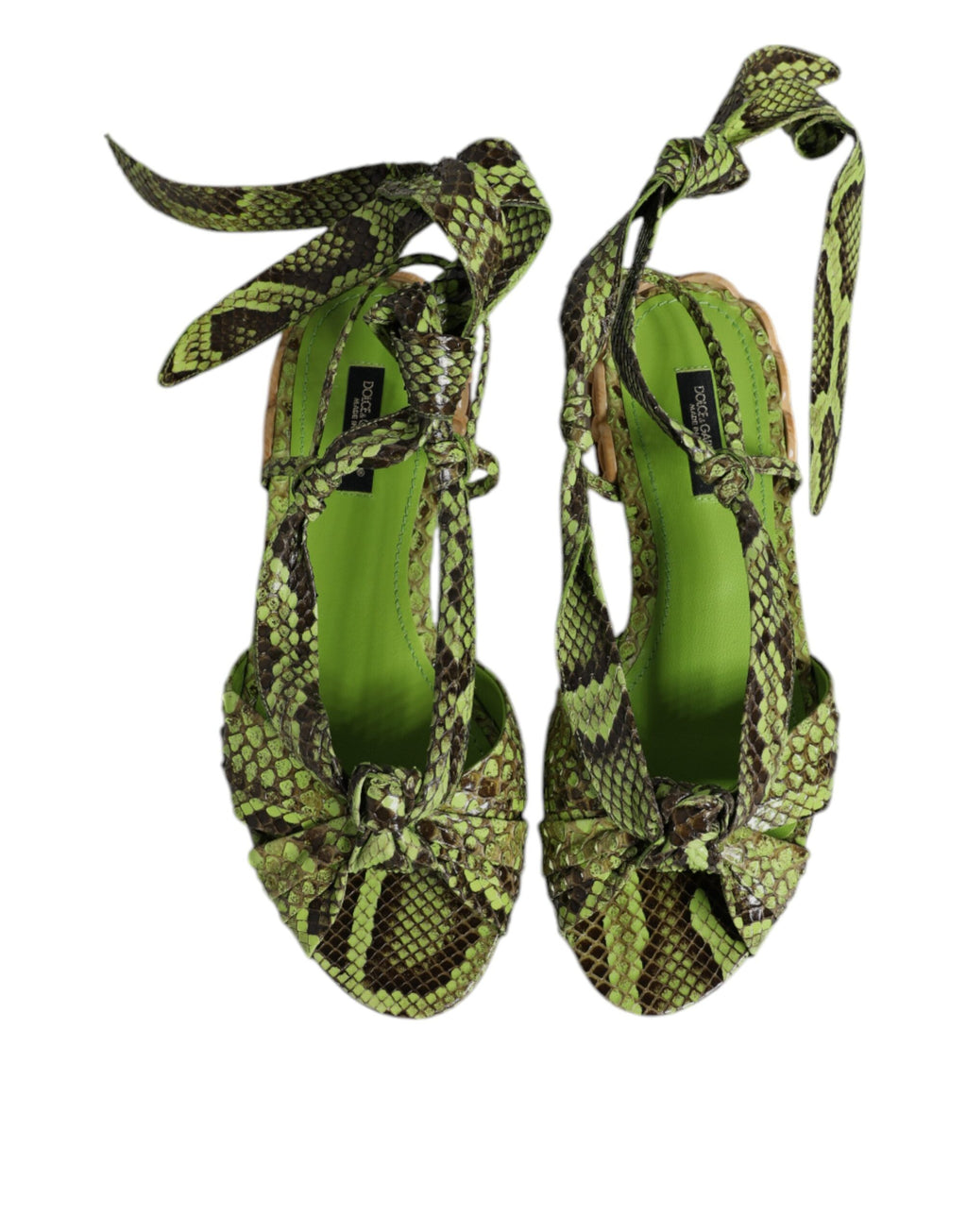Sandales à bride cheville à imprimé animal vert Dolce &amp; Gabbana