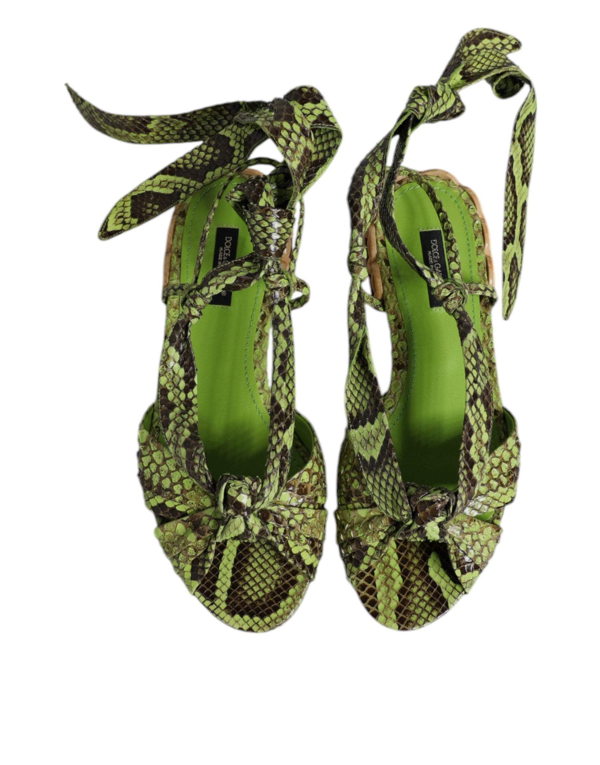 Sandales à bride cheville à imprimé animal vert Dolce &amp; Gabbana