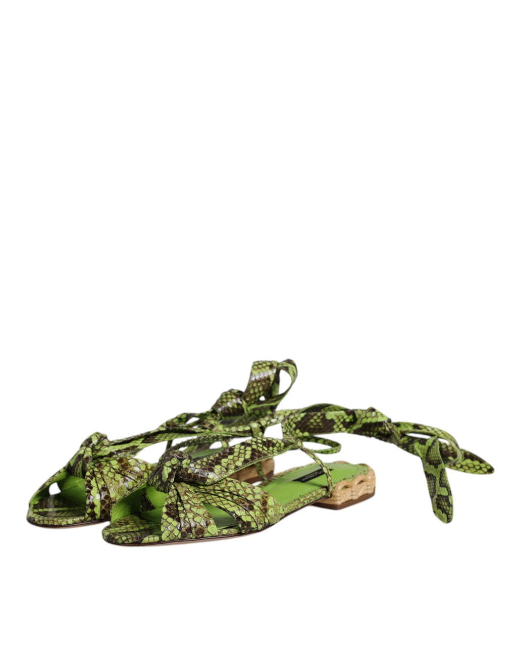 Sandales à bride cheville à imprimé animal vert Dolce &amp; Gabbana