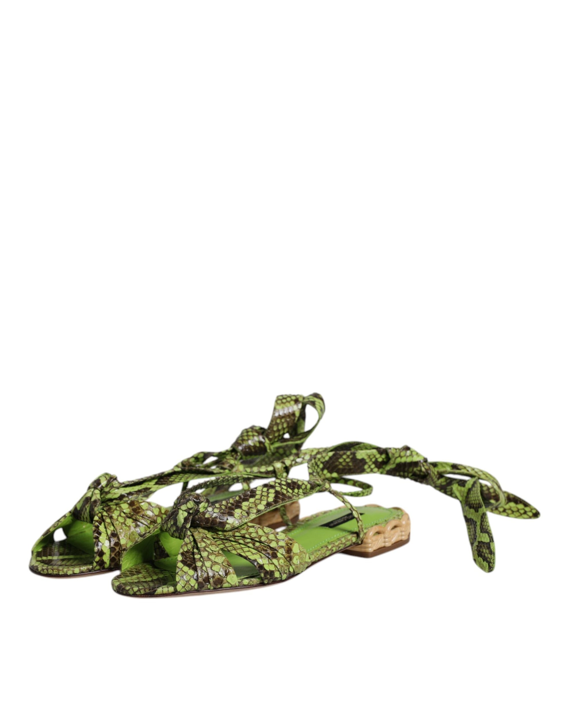 Sandales à bride cheville à imprimé animal vert Dolce &amp; Gabbana