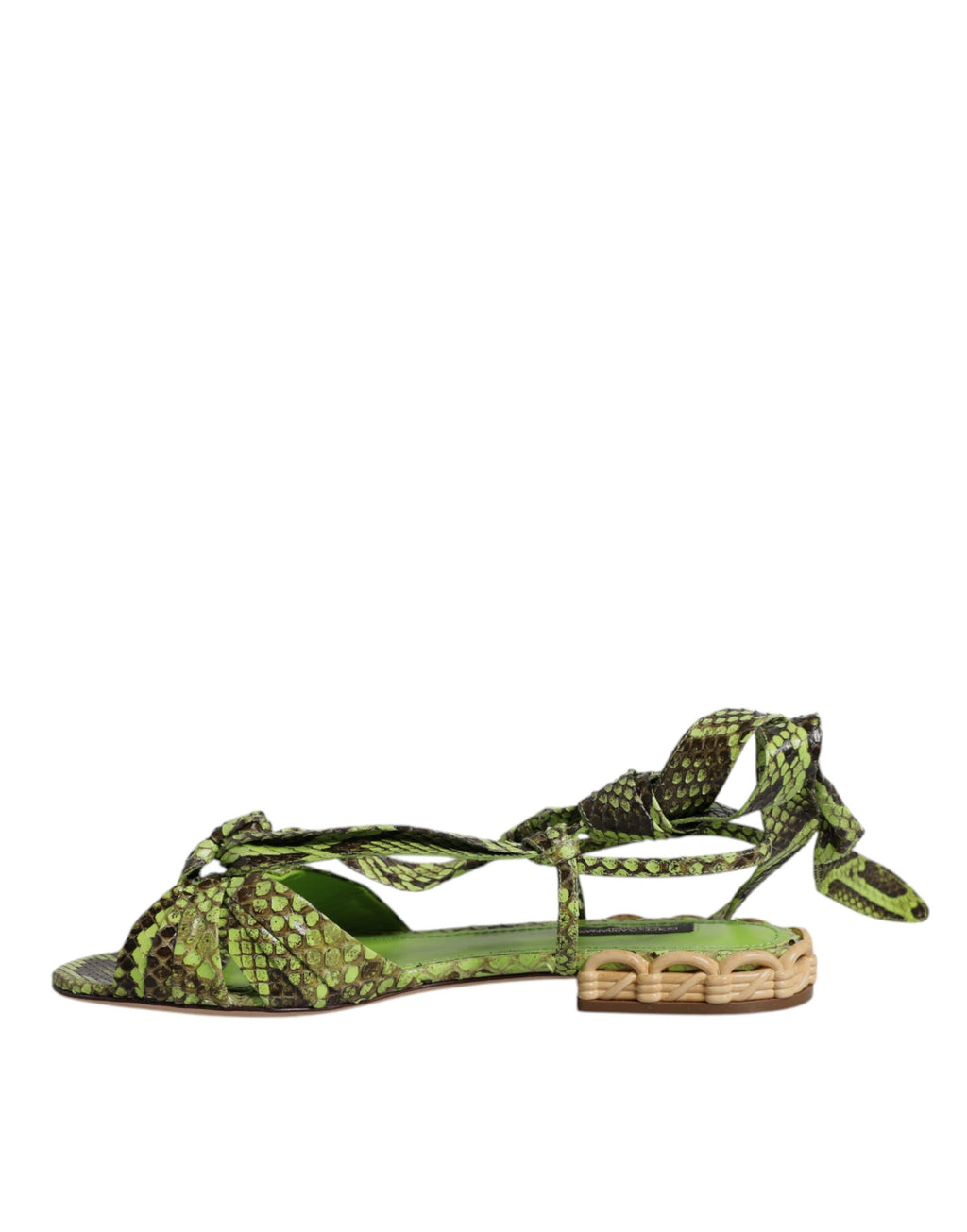 Sandales à bride cheville à imprimé animal vert Dolce &amp; Gabbana