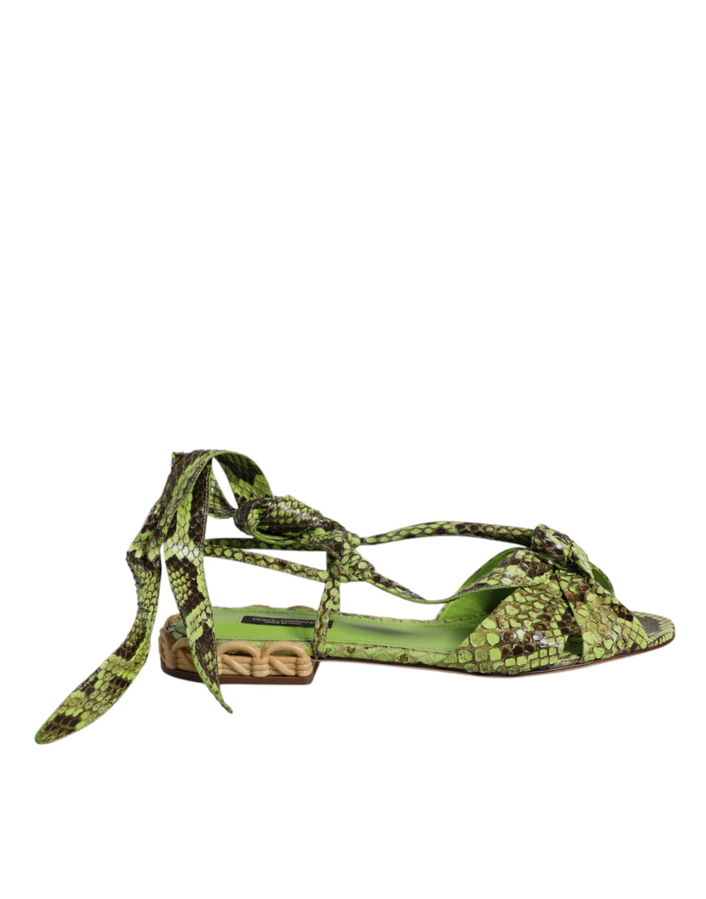 Sandales à bride cheville à imprimé animal vert Dolce &amp; Gabbana