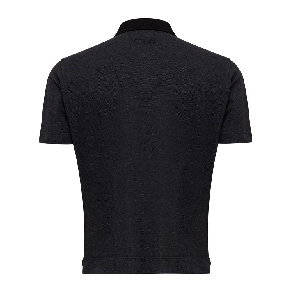 Polo en coton noir Fendi
