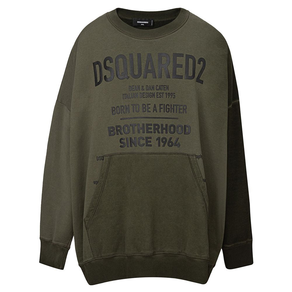 Sweat à capuche en coton vert Dsquared²
