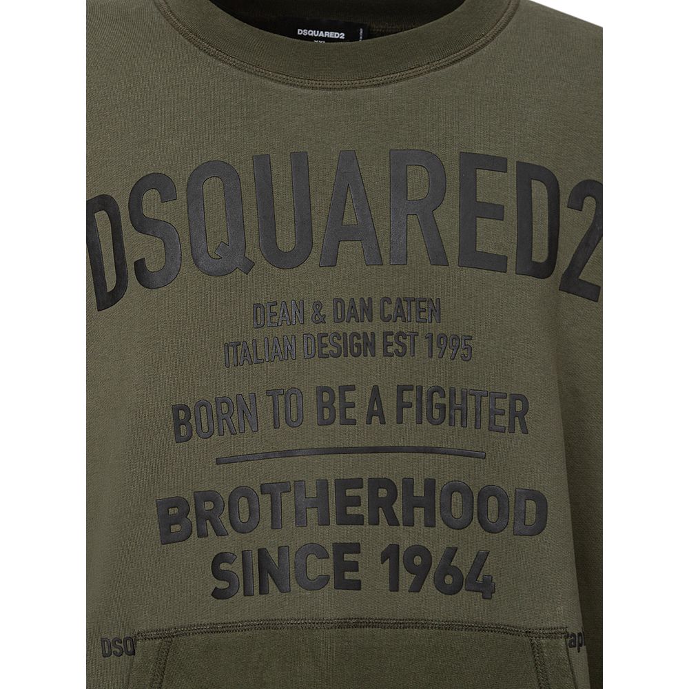 Sweat à capuche en coton vert Dsquared²
