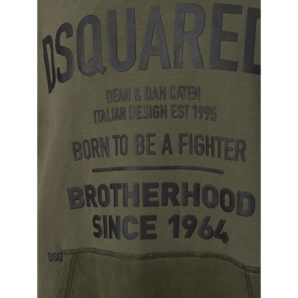 Sweat à capuche en coton vert Dsquared²