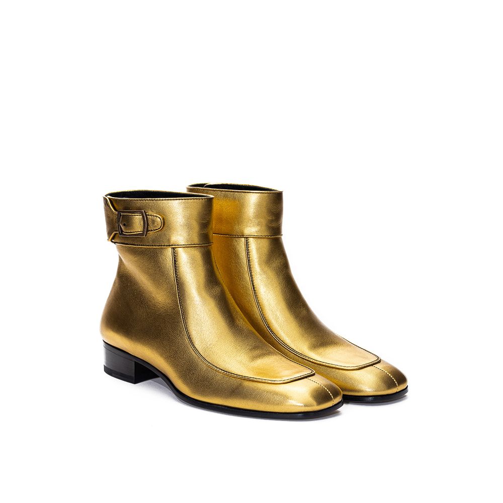 Botte en cuir doré Saint Laurent