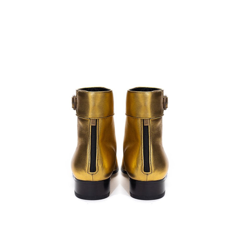 Botte en cuir doré Saint Laurent