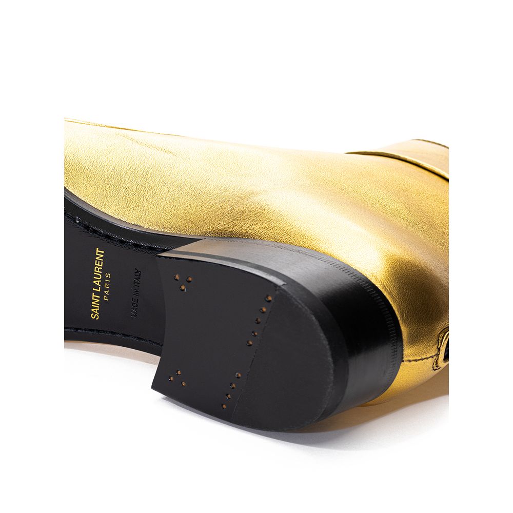 Botte en cuir doré Saint Laurent
