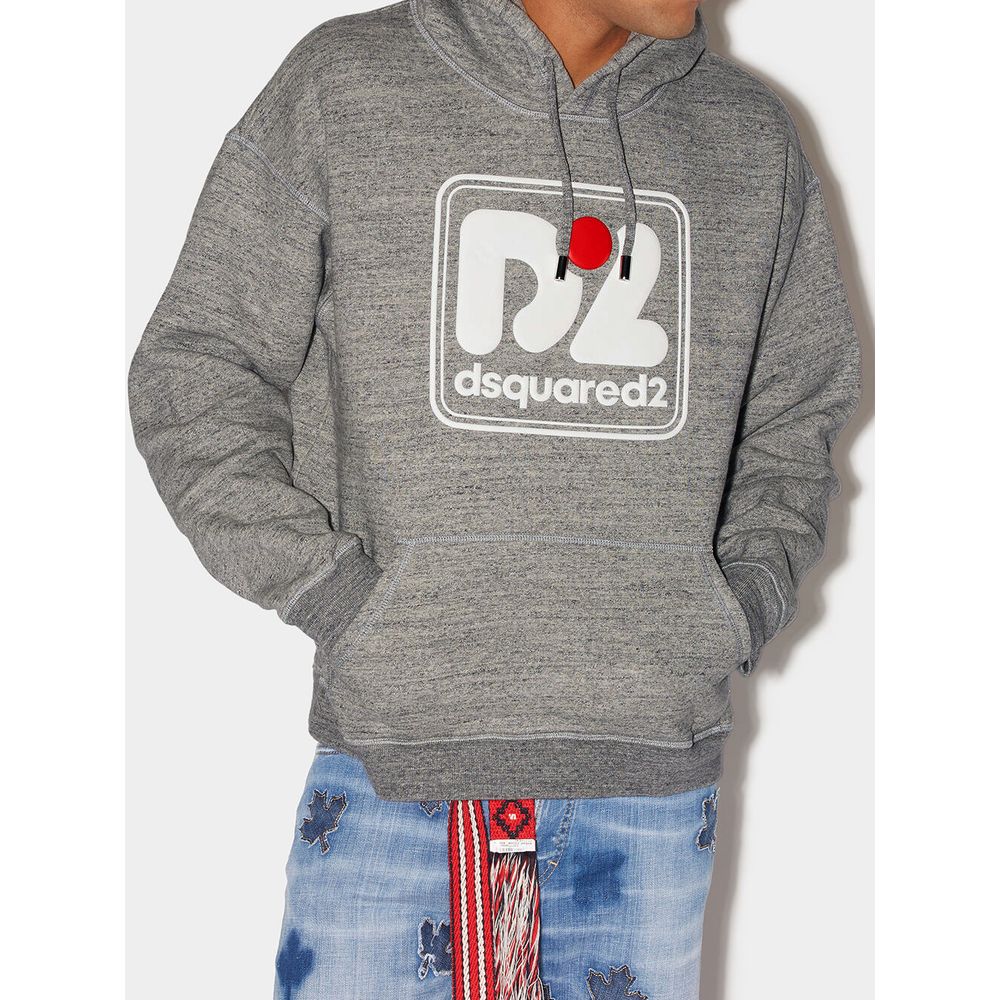 Sweat à capuche en coton gris Dsquared²