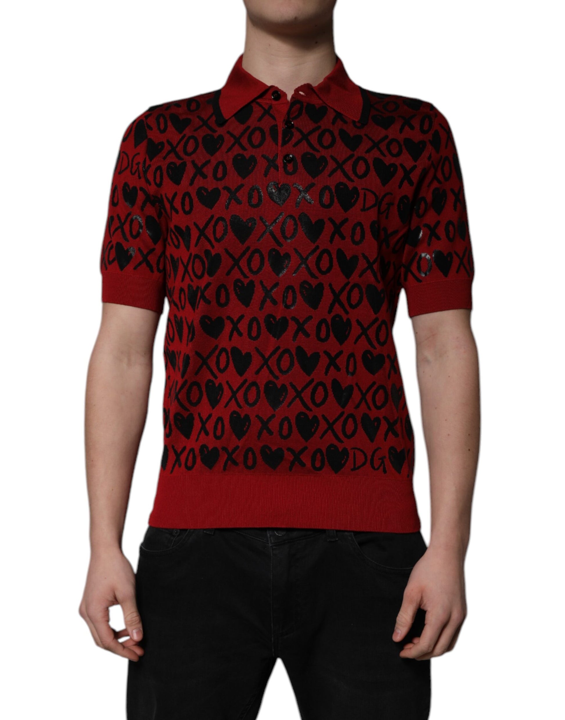 Polo à col en coton rouge Dolce &amp; Gabbana XOXO