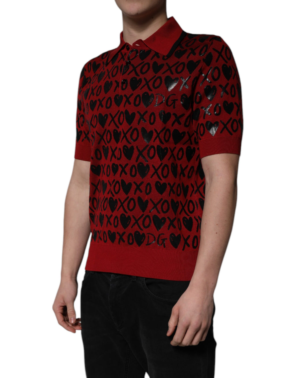 Polo à col en coton rouge Dolce &amp; Gabbana XOXO