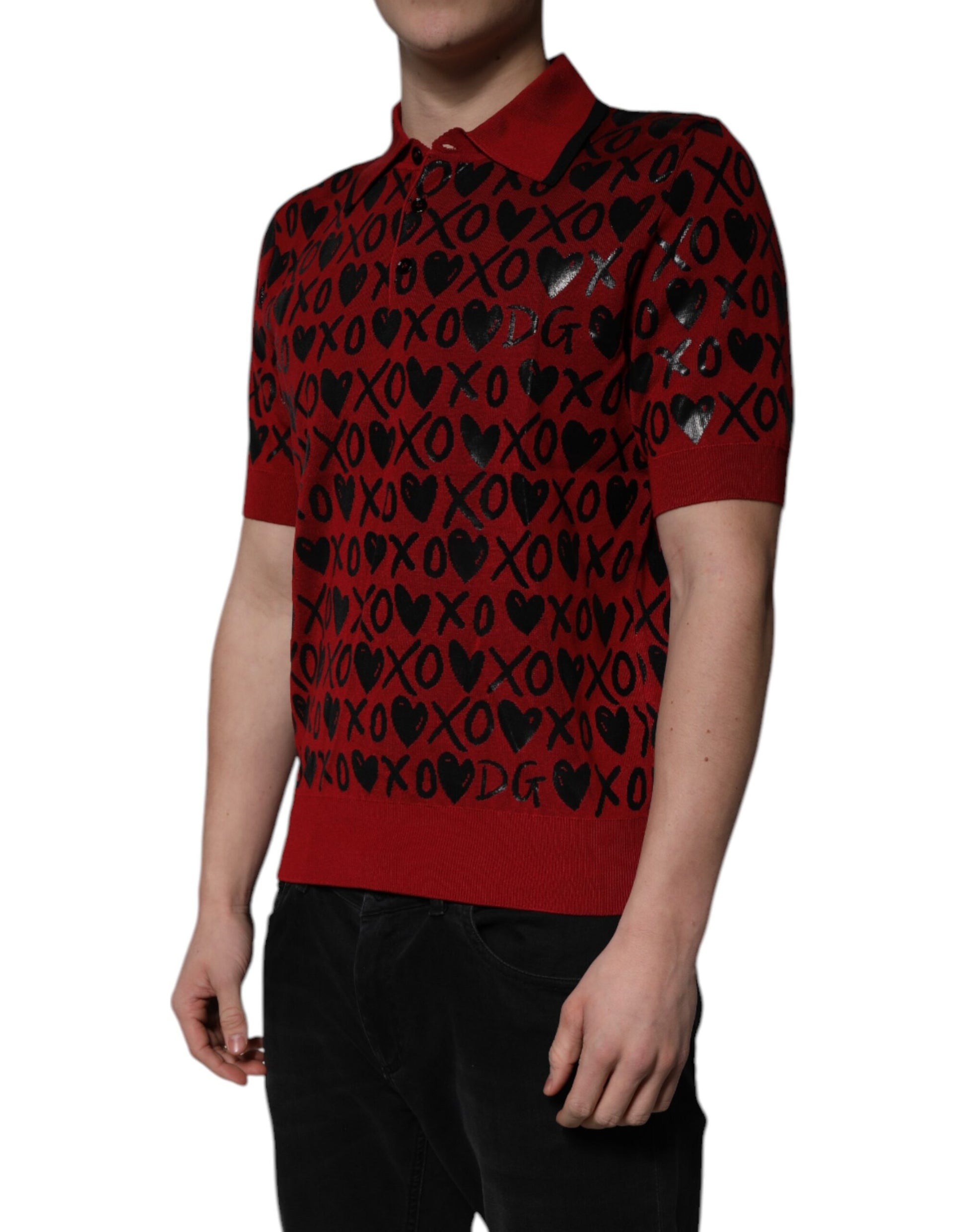Polo à col en coton rouge Dolce &amp; Gabbana XOXO