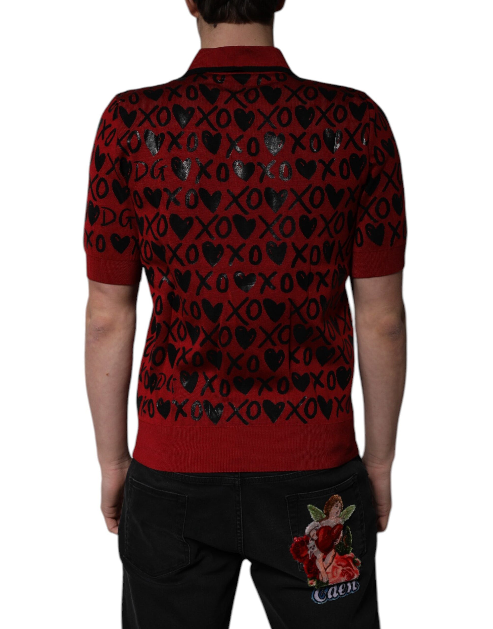 Polo à col en coton rouge Dolce &amp; Gabbana XOXO