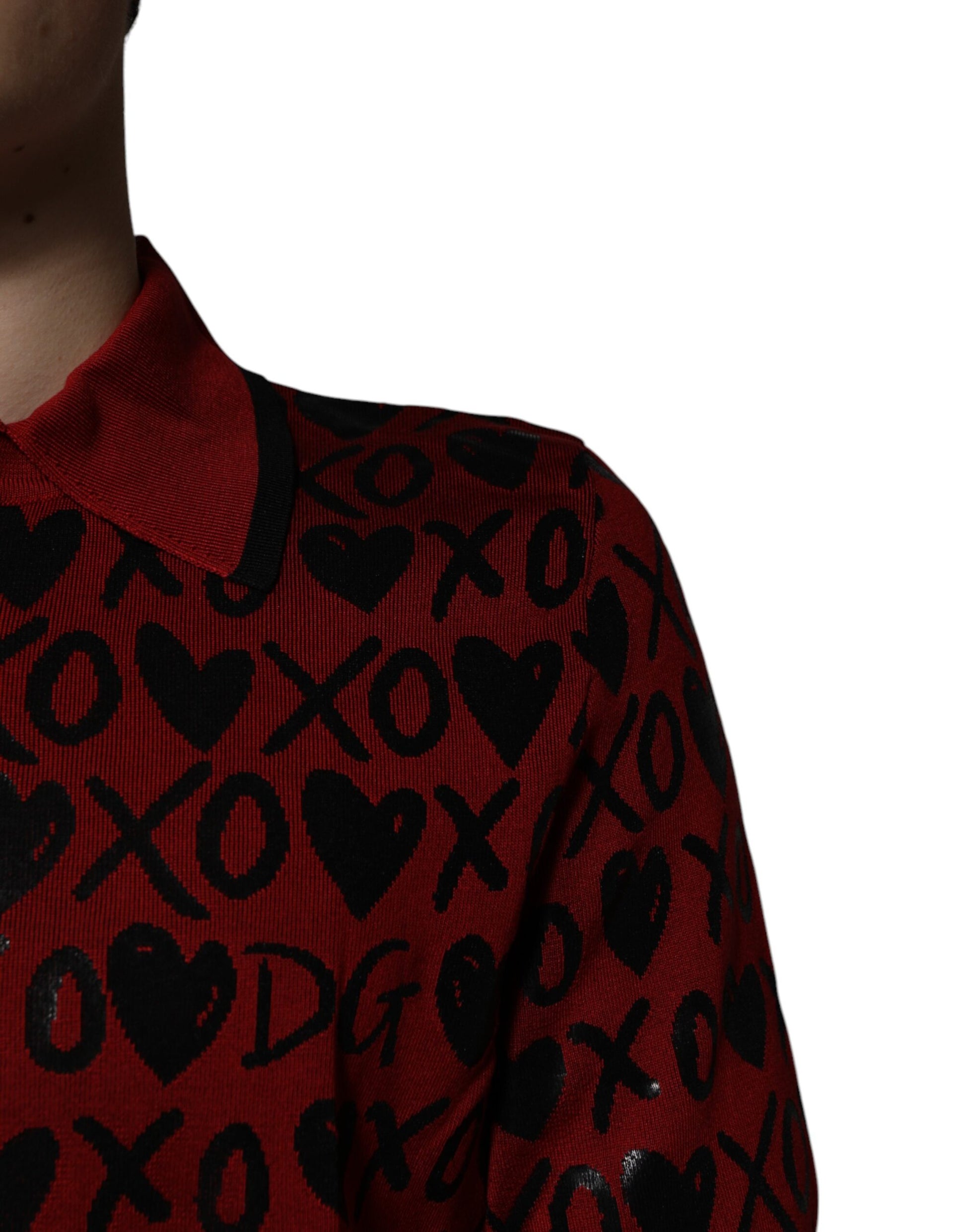 Polo à col en coton rouge Dolce &amp; Gabbana XOXO