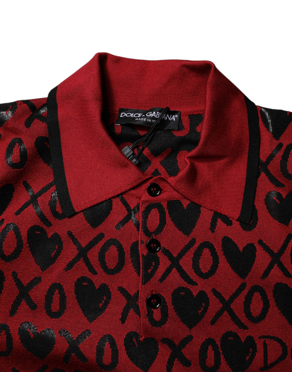 Polo à col en coton rouge Dolce &amp; Gabbana XOXO