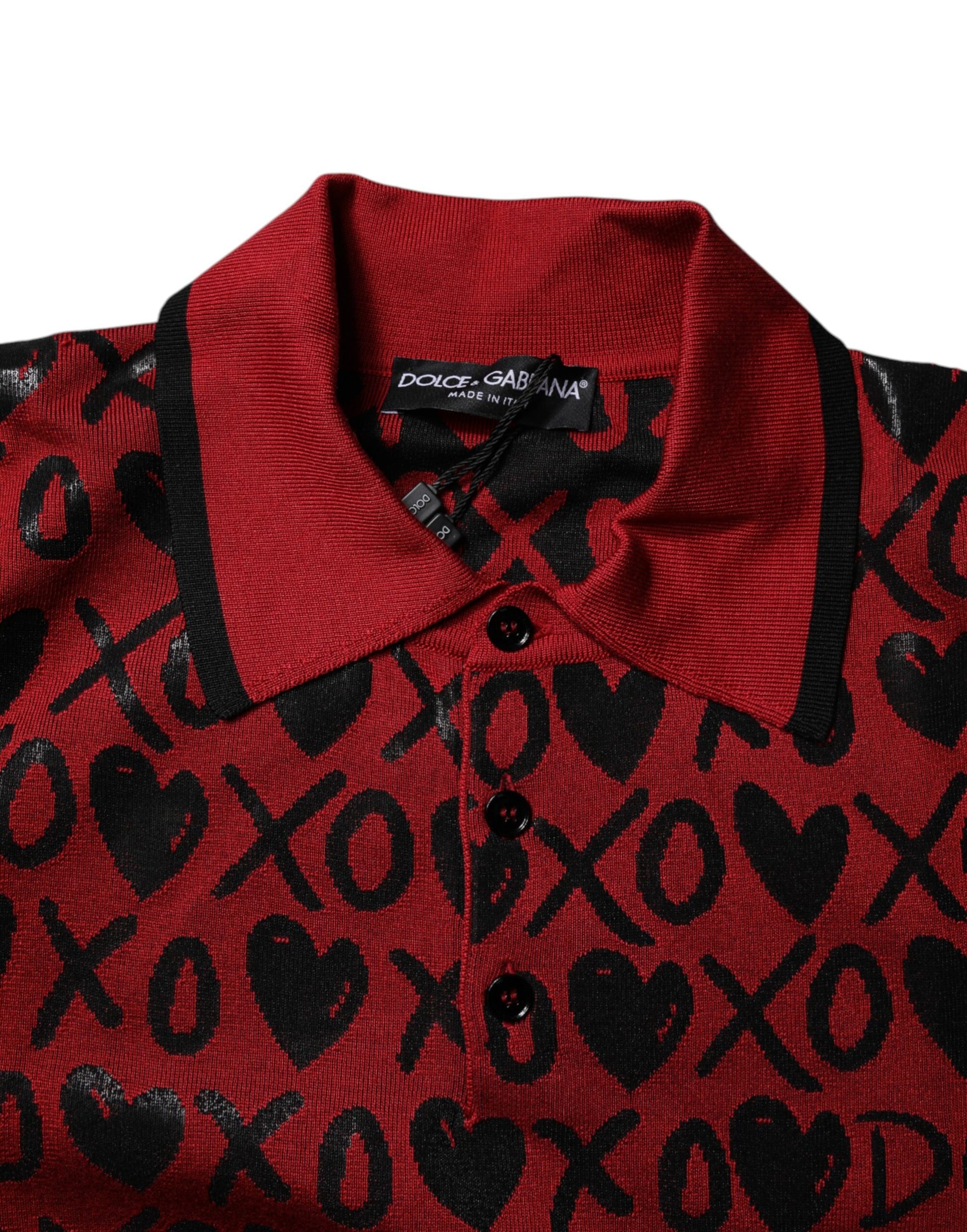 Polo à col en coton rouge Dolce &amp; Gabbana XOXO