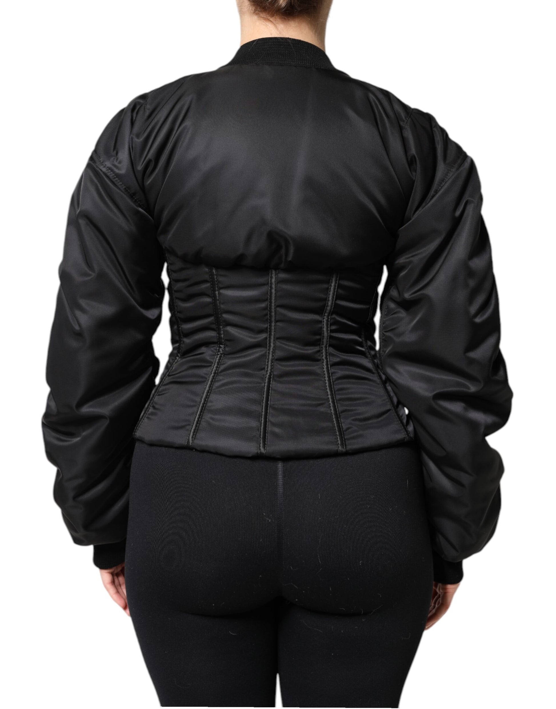 Veste corset bustier zippée en nylon noir Dolce &amp; Gabbana