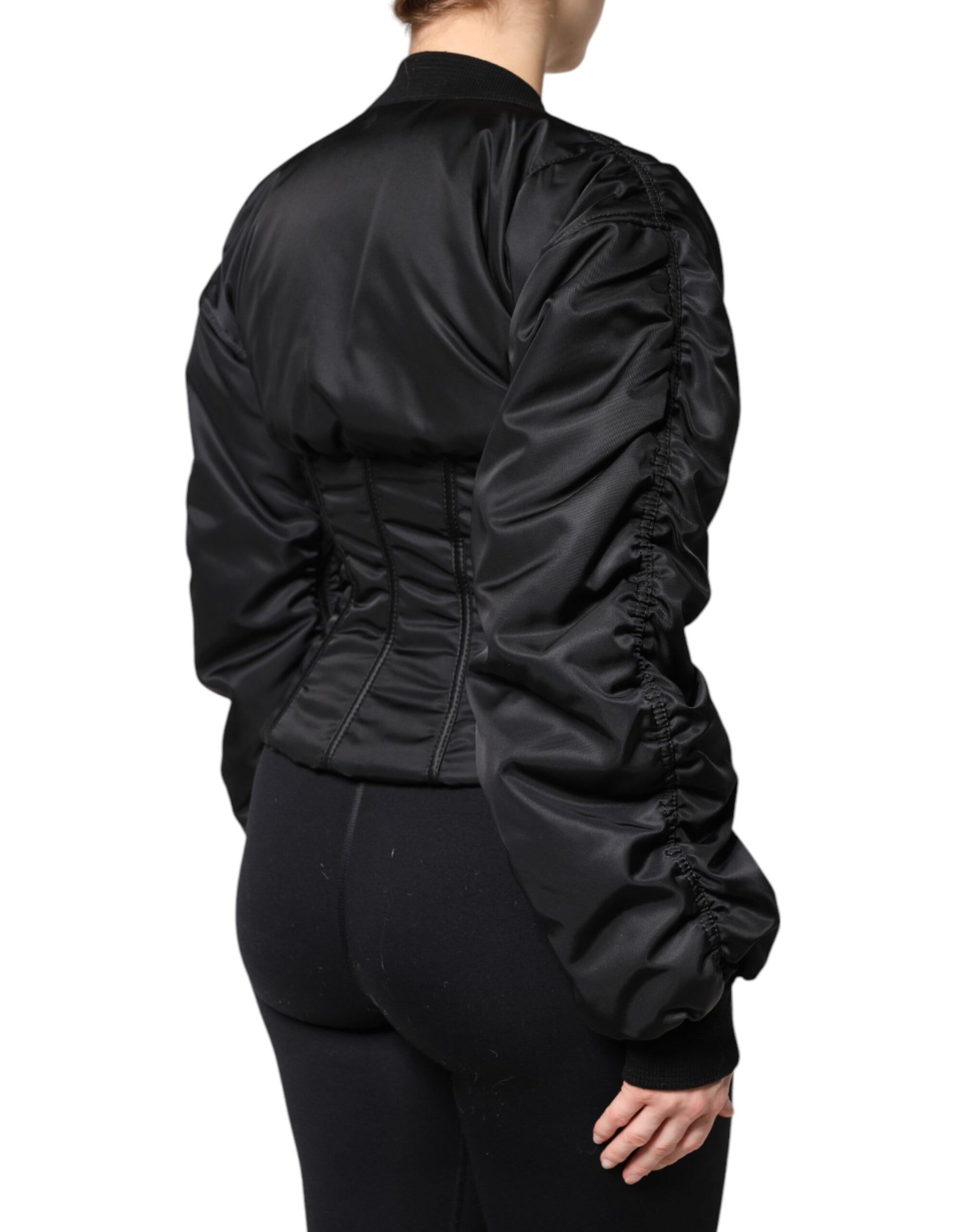 Veste corset bustier zippée en nylon noir Dolce &amp; Gabbana