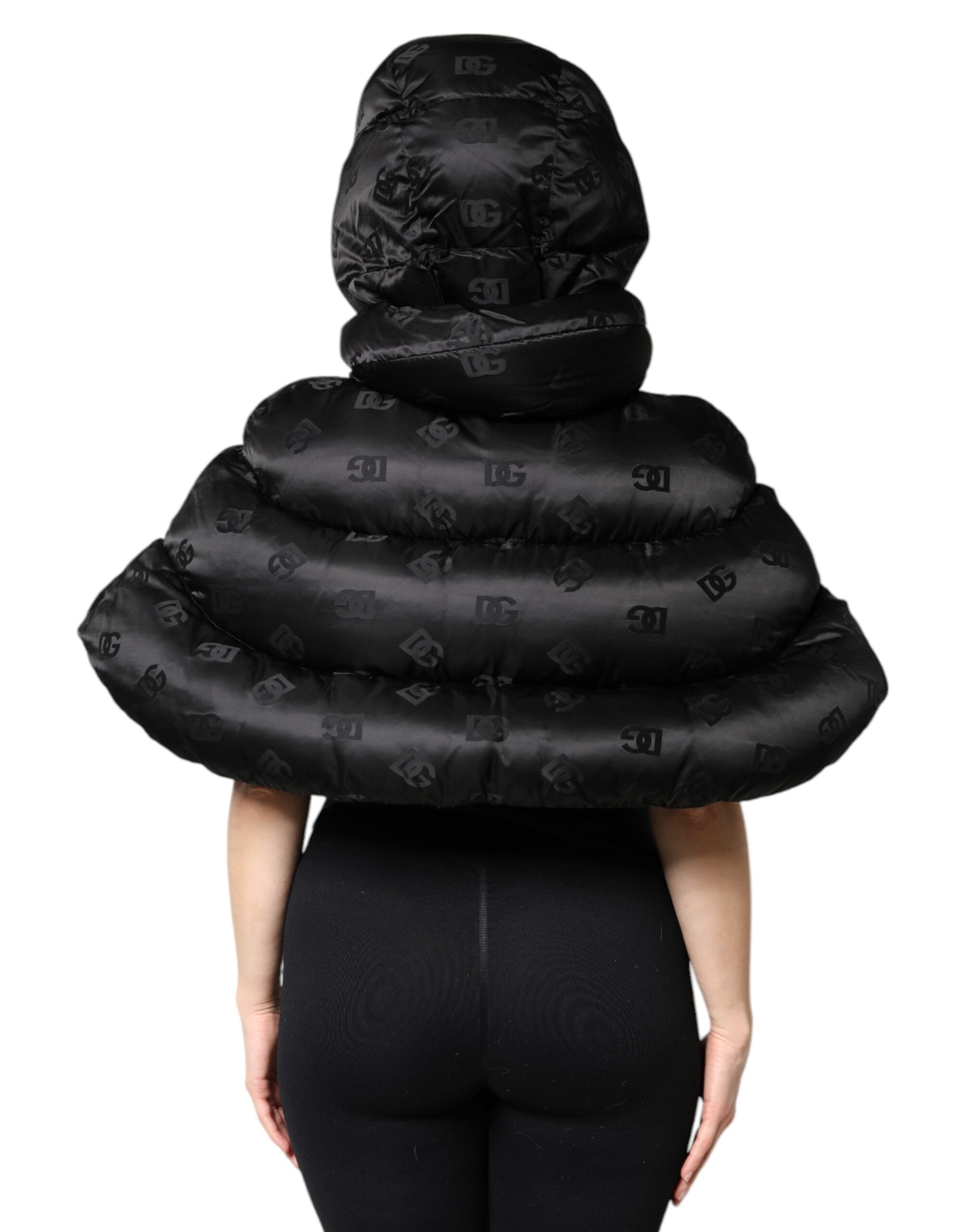 Dolce &amp; Gabbana Doudoune courte noire à capuche et fermeture éclair intégrale