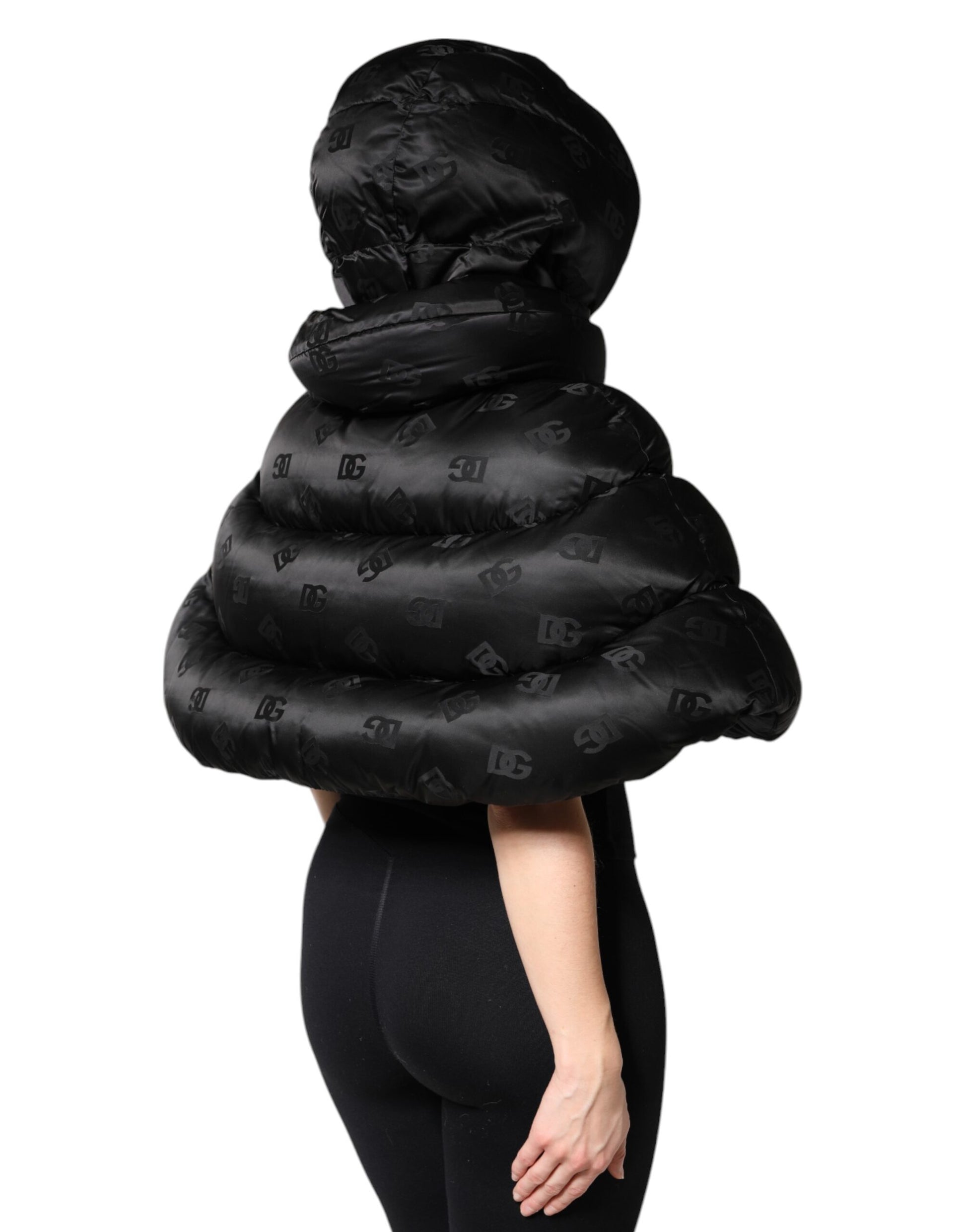 Dolce &amp; Gabbana Doudoune courte noire à capuche et fermeture éclair intégrale