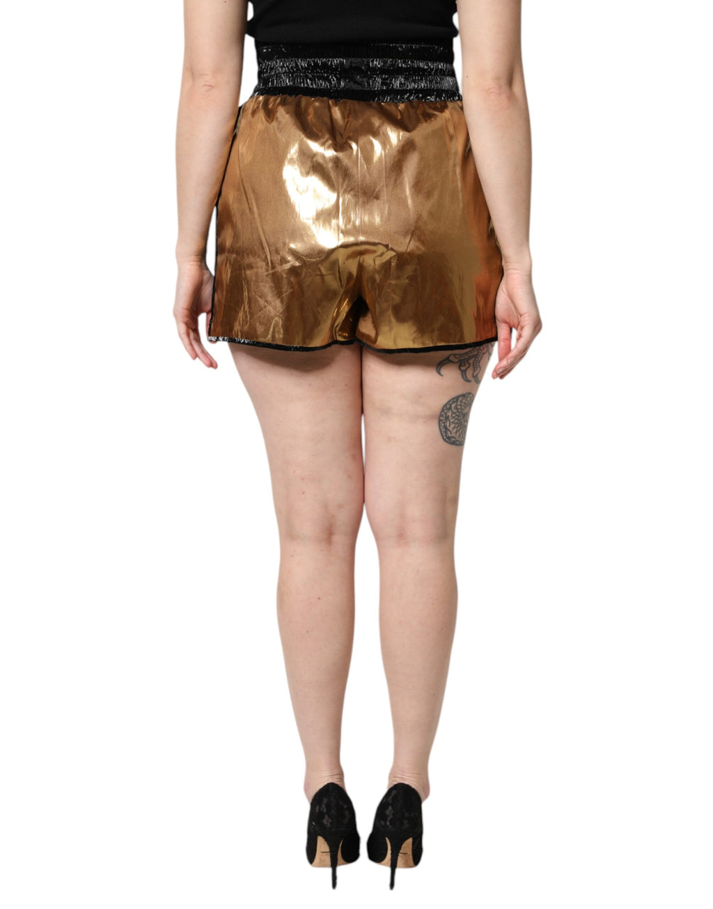 Short taille haute Dolce &amp; Gabbana métallisé doré pour femme