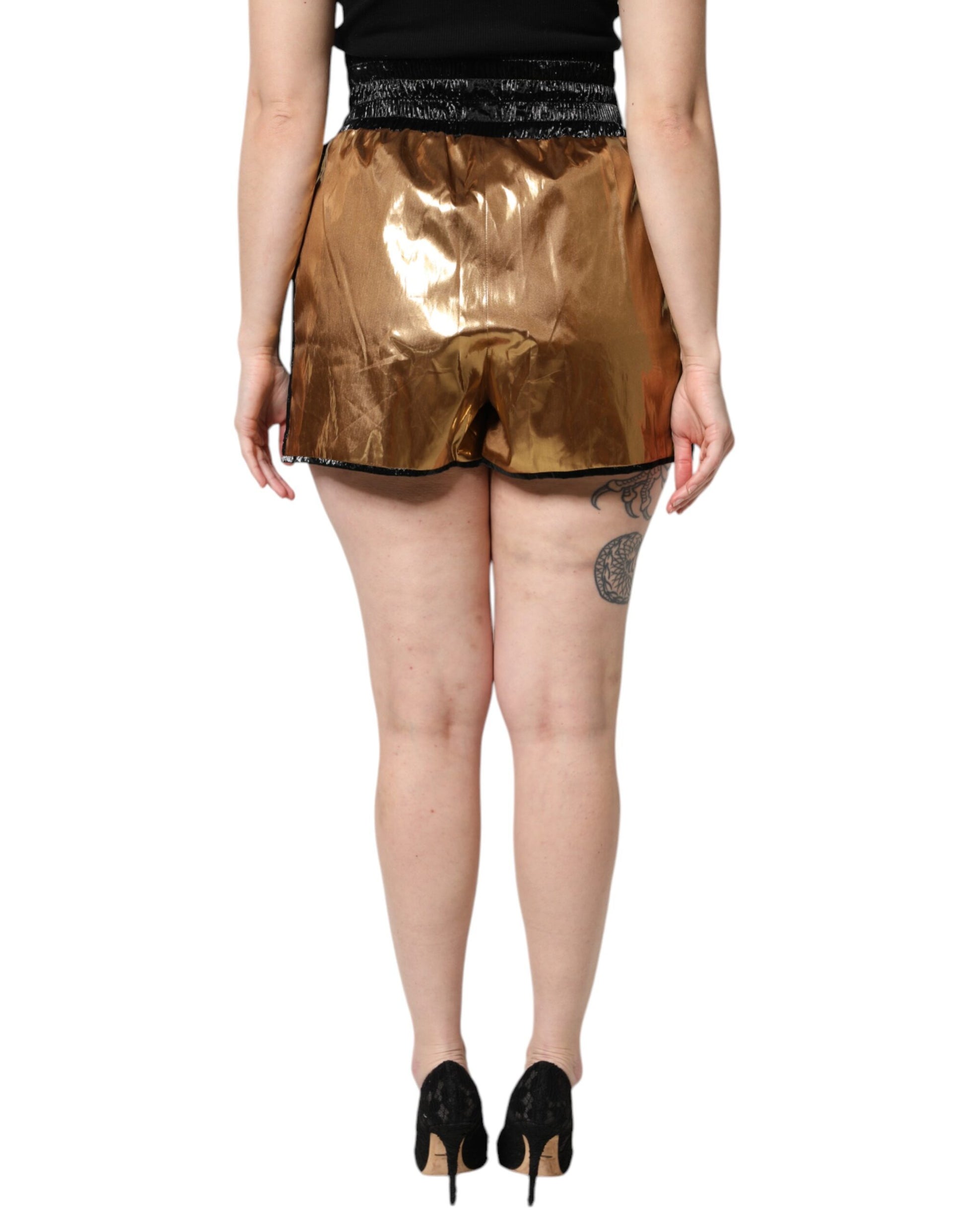 Short taille haute Dolce &amp; Gabbana métallisé doré pour femme