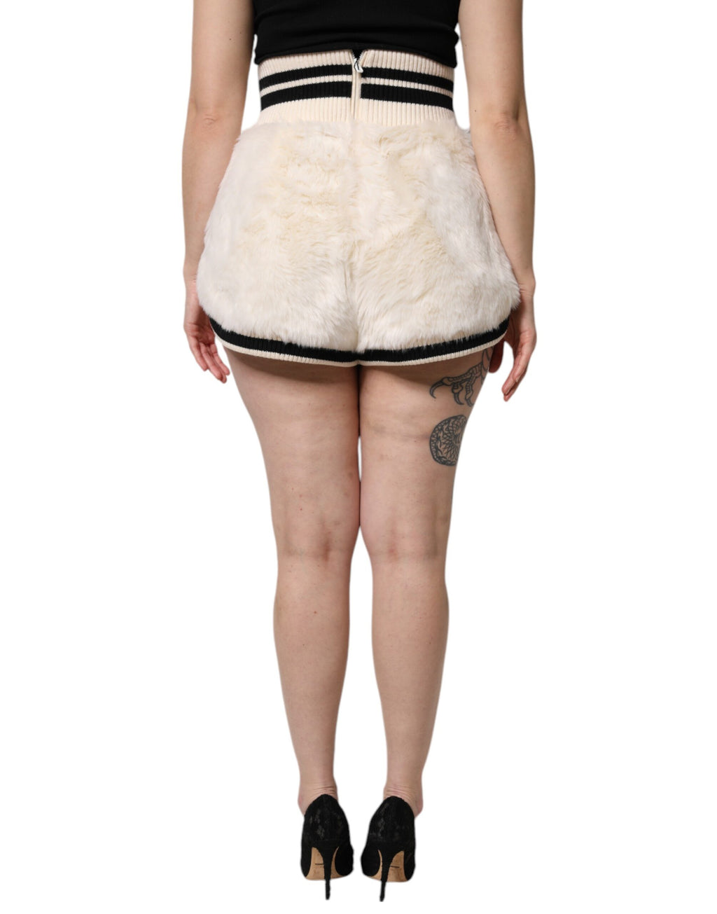 Short taille haute en fausse fourrure blanche Dolce &amp; Gabbana