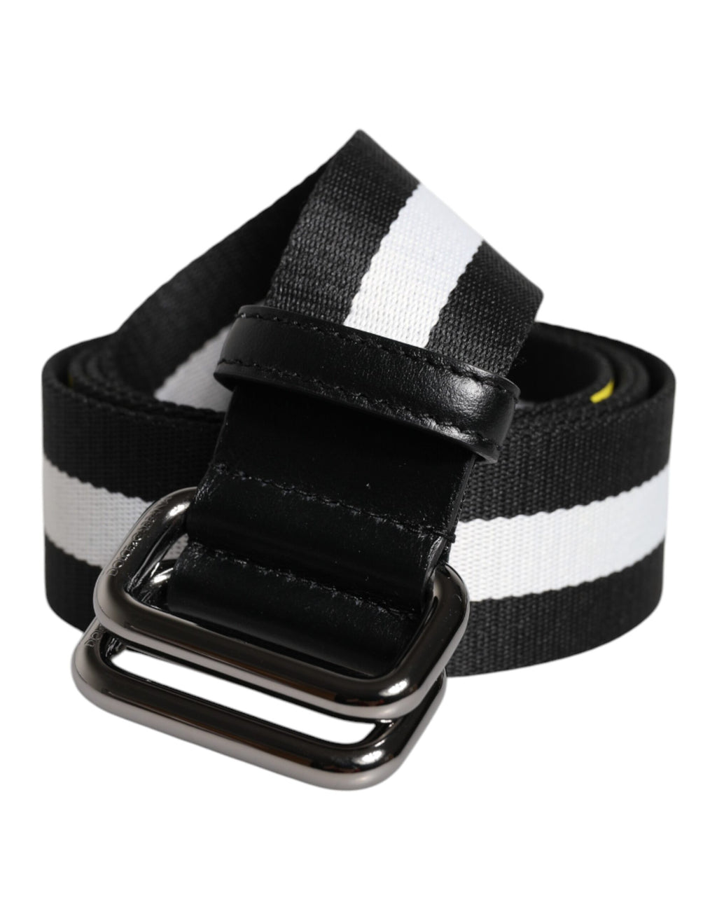 Ceinture à boucle en métal rayée noire et jaune Dolce &amp; Gabbana
