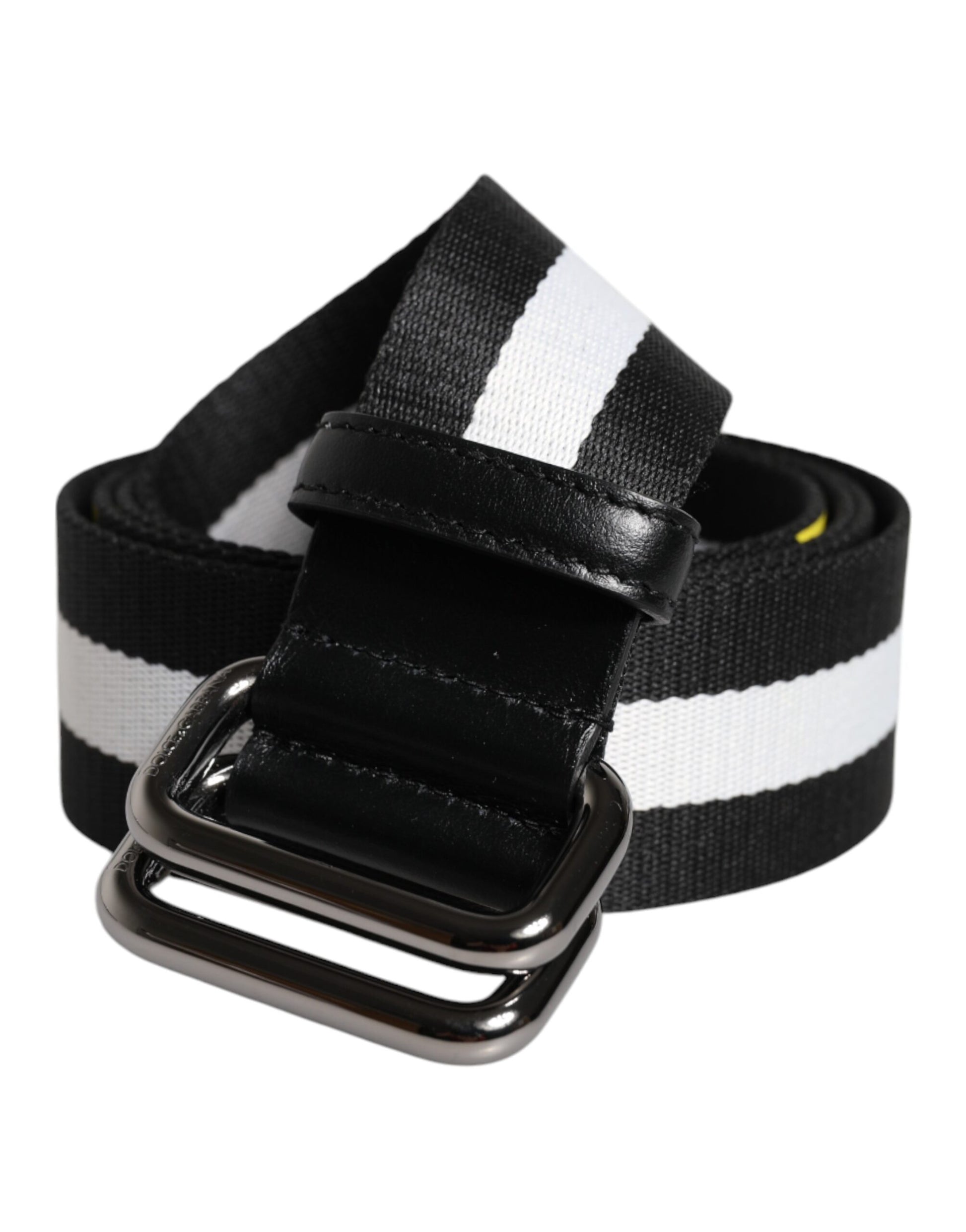 Ceinture à boucle en métal rayée noire et jaune Dolce &amp; Gabbana