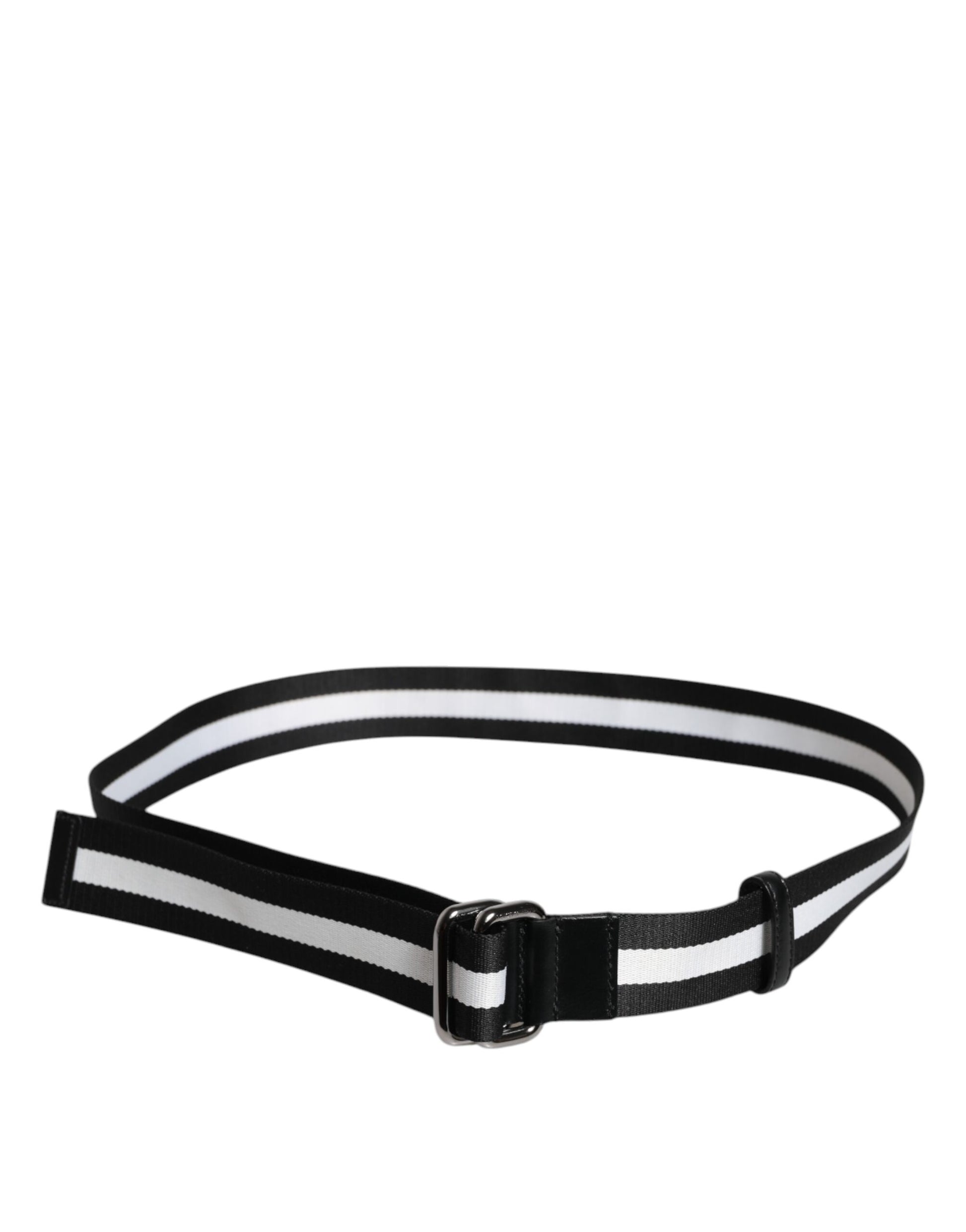 Ceinture à boucle en métal rayée noire et jaune Dolce &amp; Gabbana