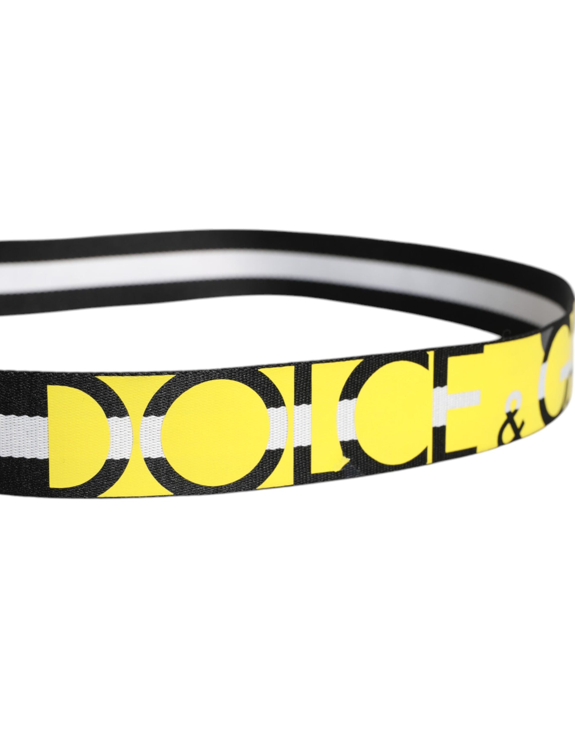 Ceinture à boucle en métal rayée noire et jaune Dolce &amp; Gabbana