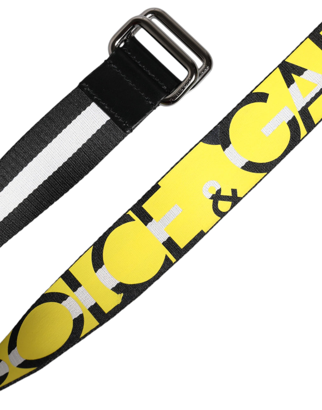 Ceinture à boucle en métal rayée noire et jaune Dolce &amp; Gabbana