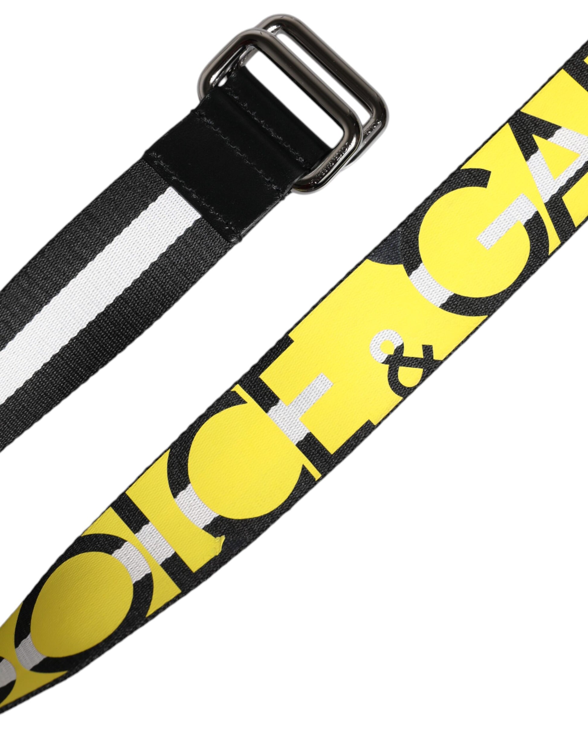 Ceinture à boucle en métal rayée noire et jaune Dolce &amp; Gabbana