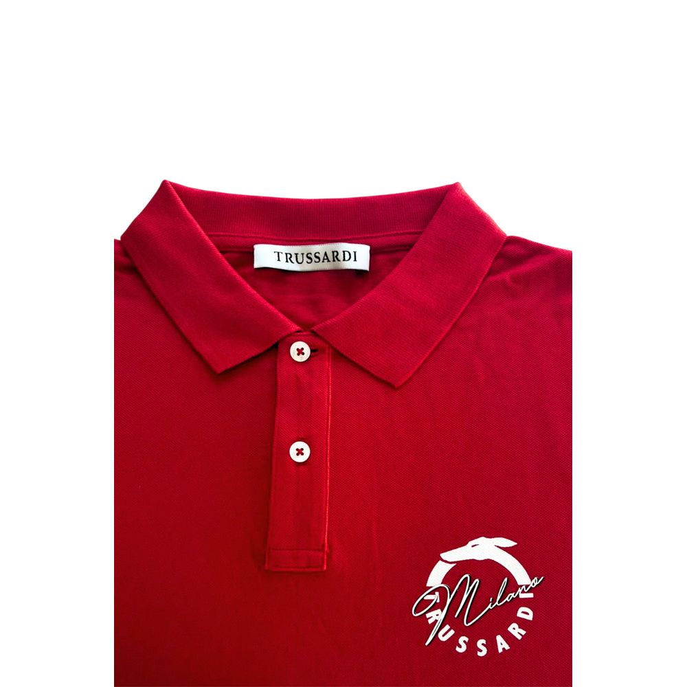 Polo Trussardi Beachwear en coton rouge pour homme