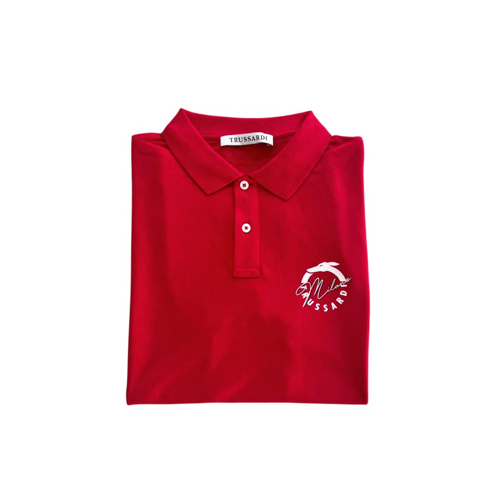 Polo Trussardi Beachwear en coton rouge pour homme