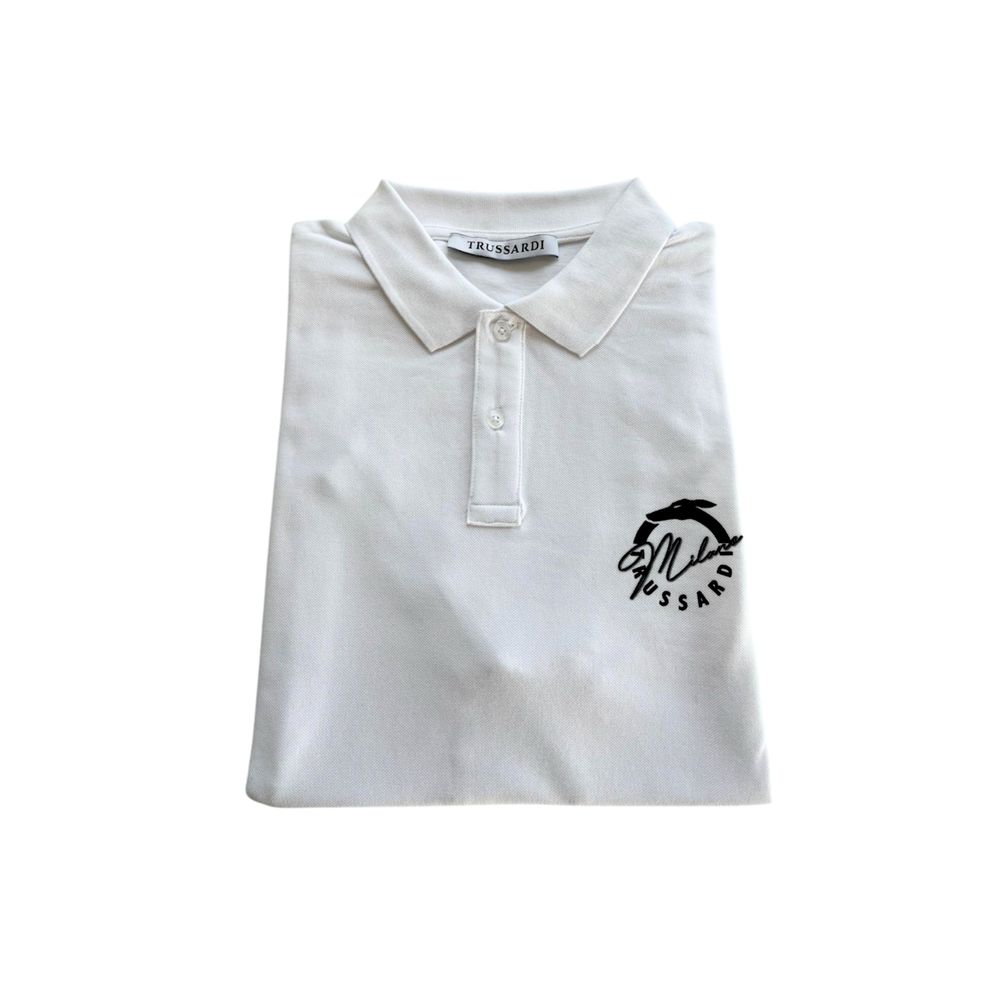 Polo Trussardi Beachwear en coton blanc pour homme