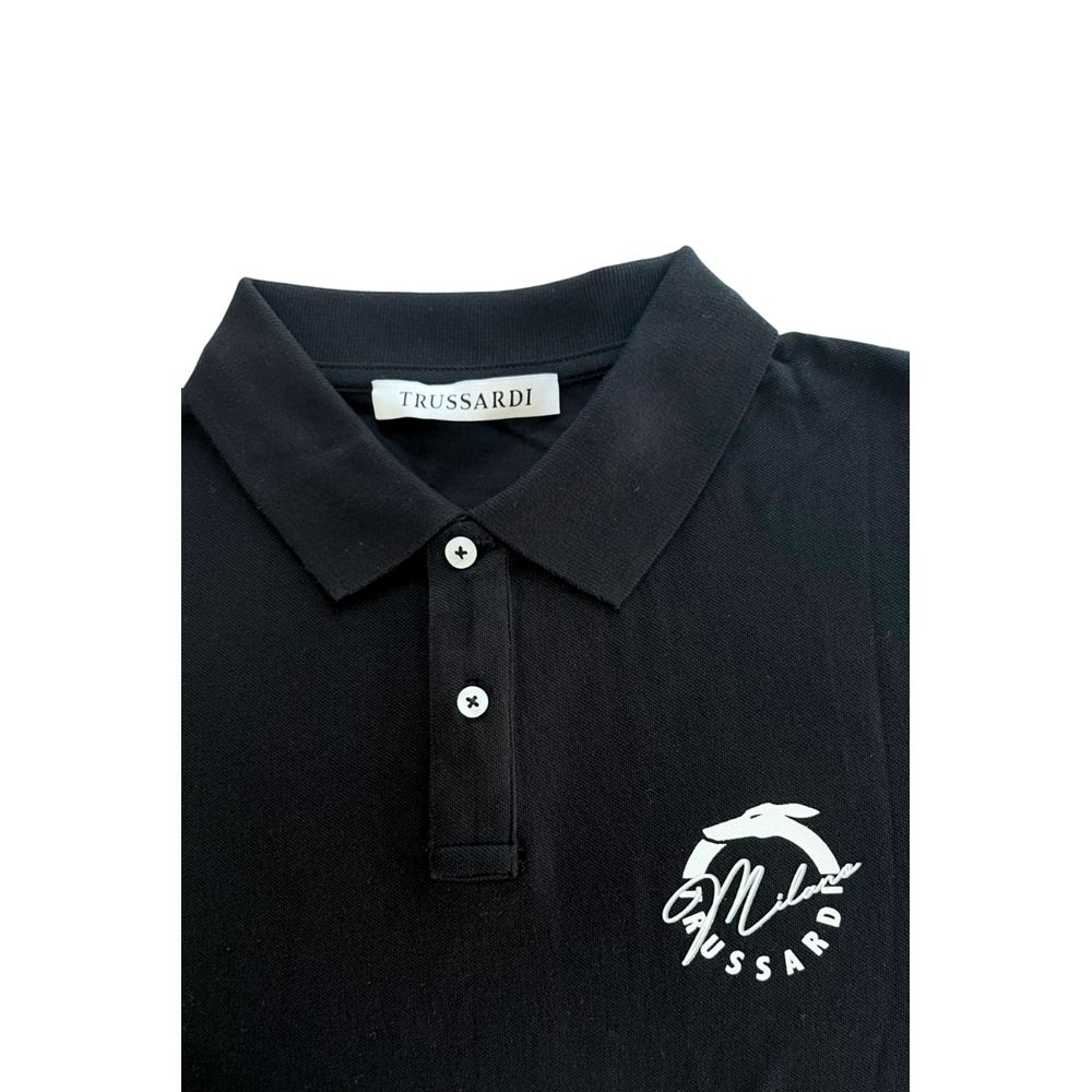 Polo Trussardi Beachwear en coton noir pour homme