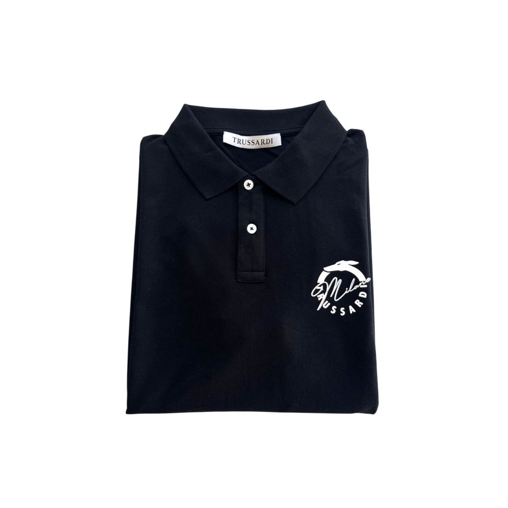 Polo Trussardi Beachwear en coton noir pour homme
