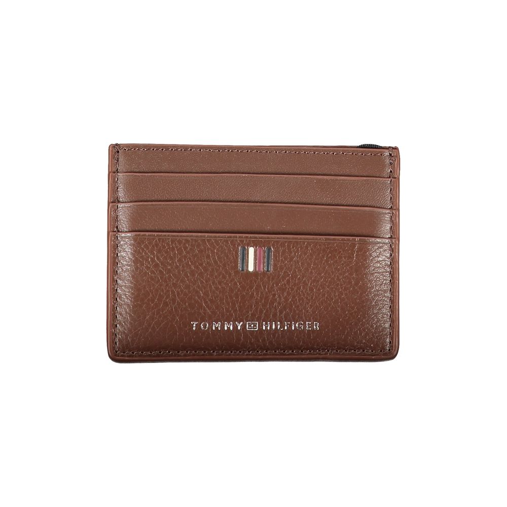Porte-cartes élégant en cuir Tommy Hilfiger avec détails contrastés