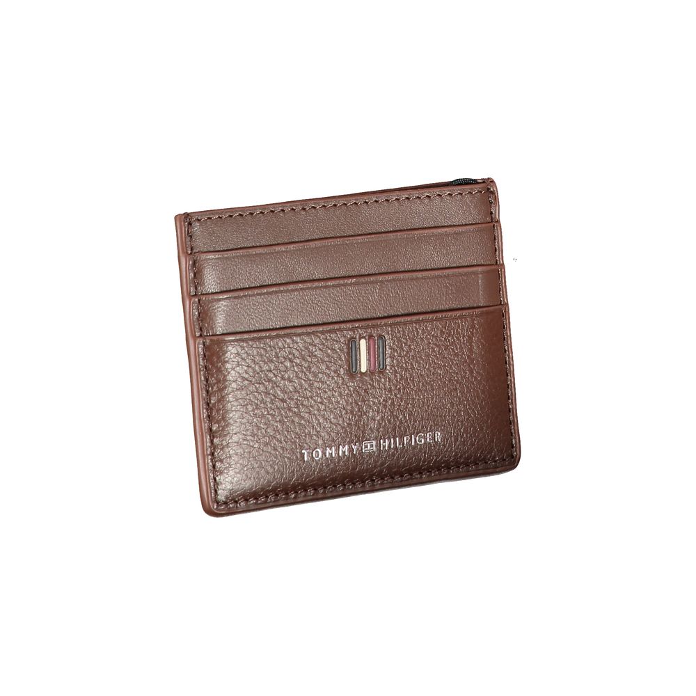 Porte-cartes élégant en cuir Tommy Hilfiger avec détails contrastés