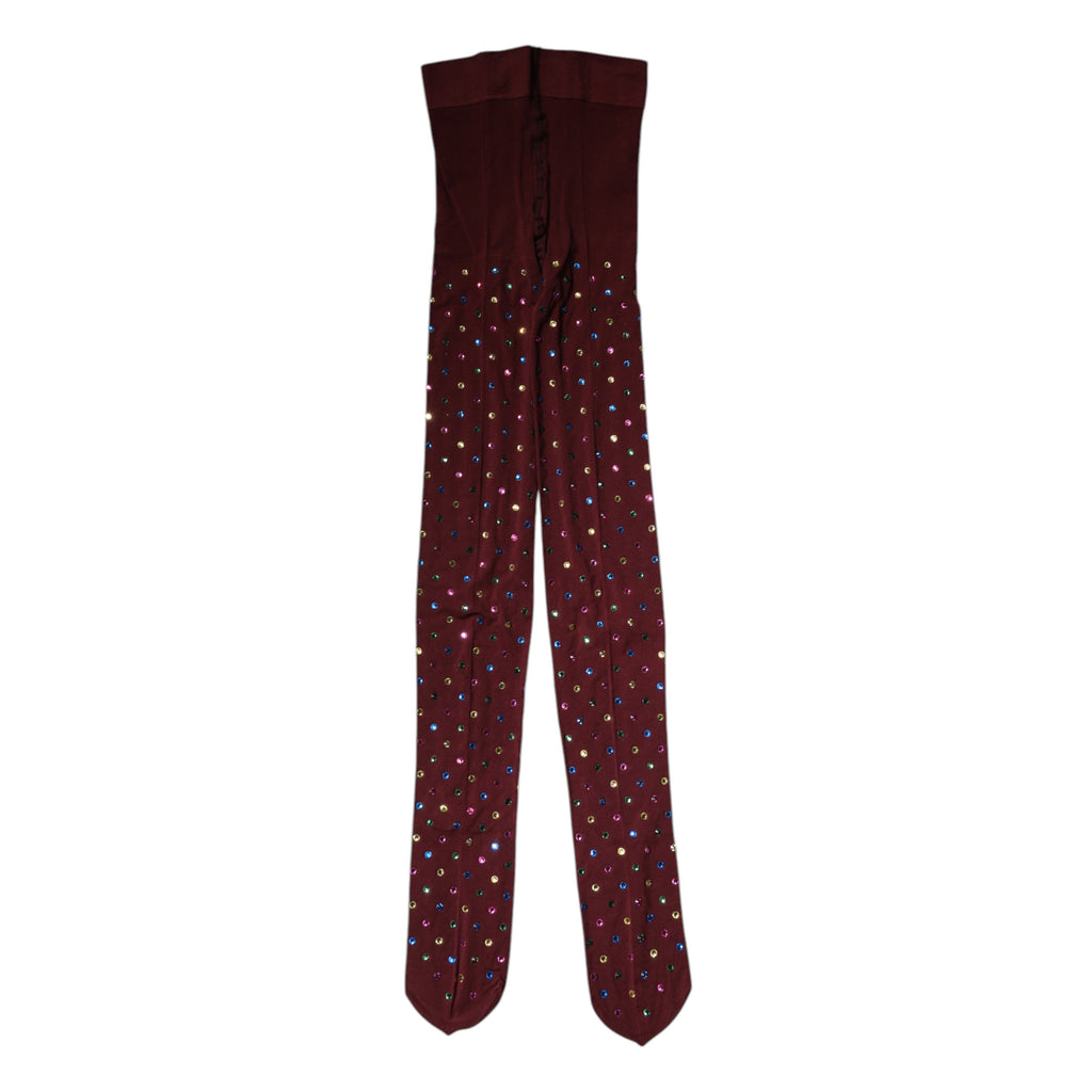 Collants Dolce &amp; Gabbana en nylon marron ornés de cristaux