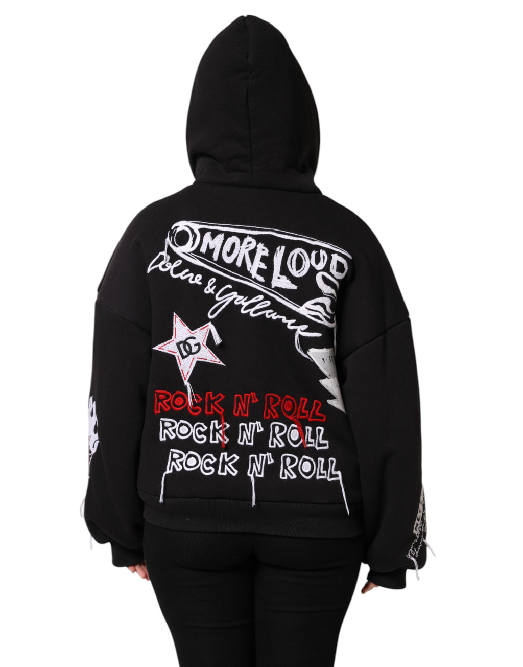 Veste à capuche zippée entièrement brodée noire Dolce &amp; Gabbana