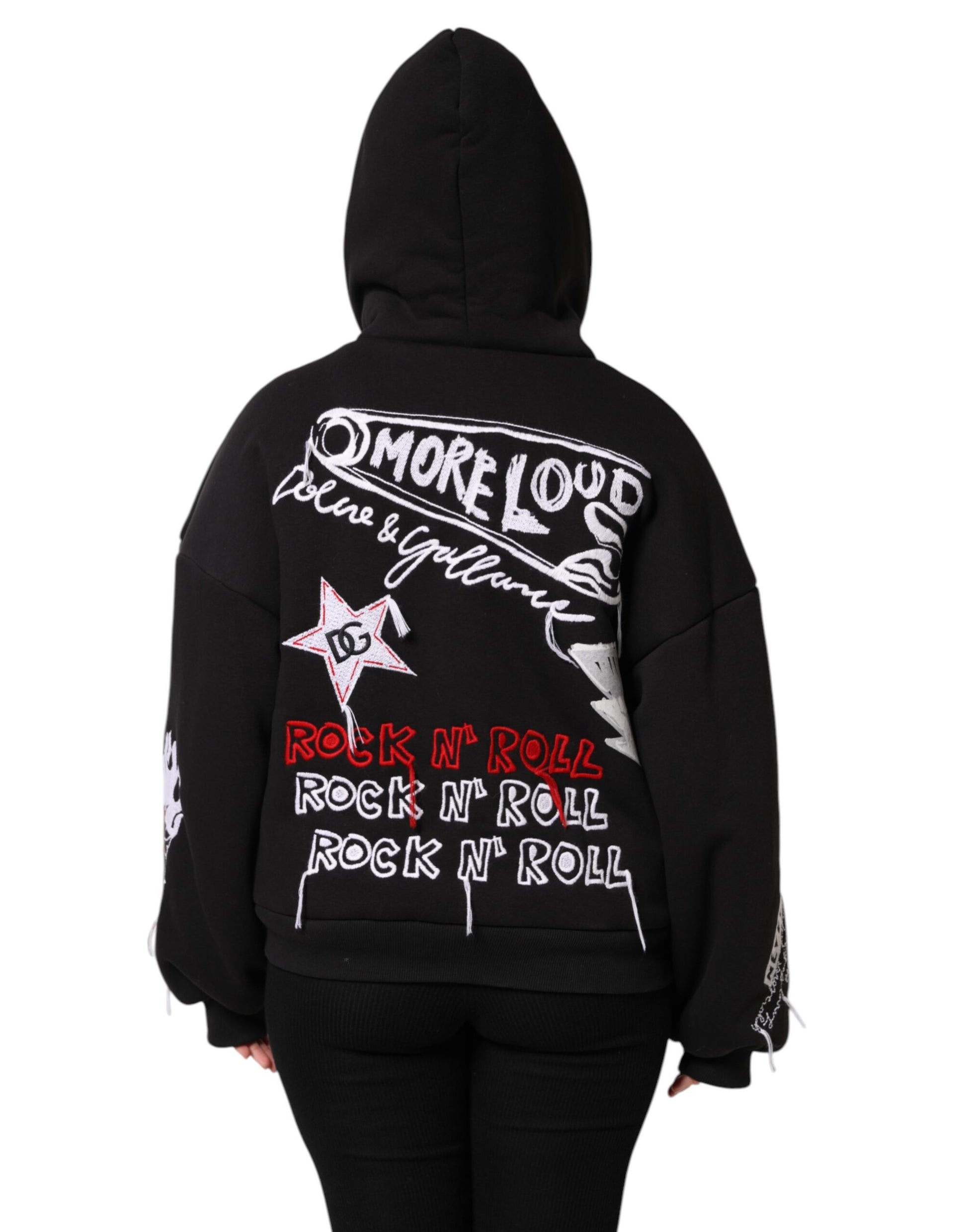 Veste à capuche zippée entièrement brodée noire Dolce &amp; Gabbana
