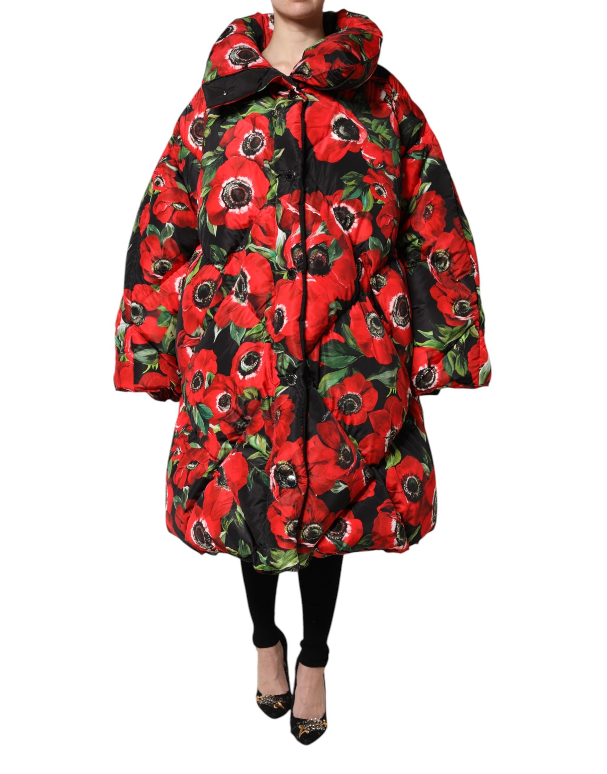Veste matelassée zippée à fleurs multicolores Dolce &amp; Gabbana