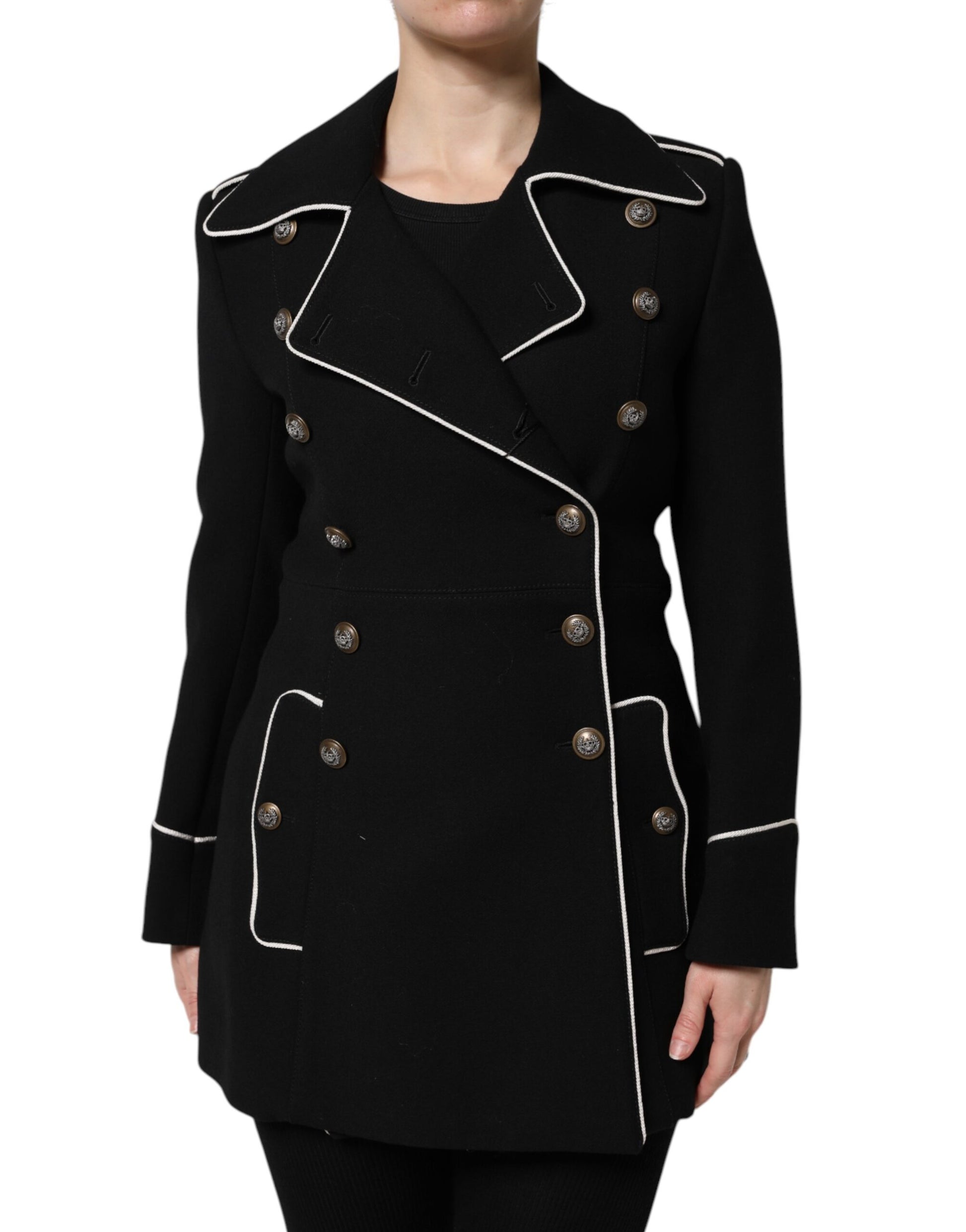 Veste blazer croisée en laine noire Dolce &amp; Gabbana