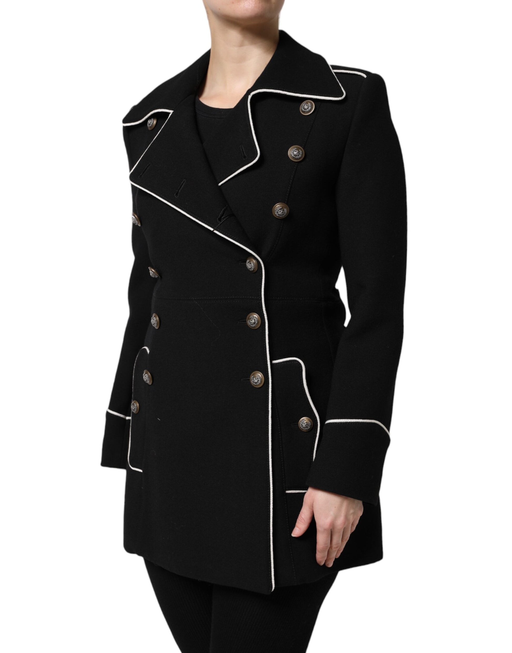 Veste blazer croisée en laine noire Dolce &amp; Gabbana