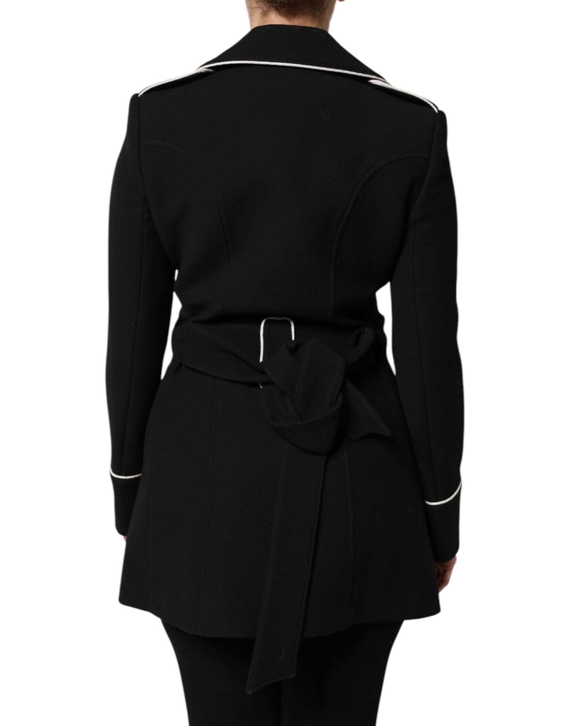 Veste blazer croisée en laine noire Dolce &amp; Gabbana