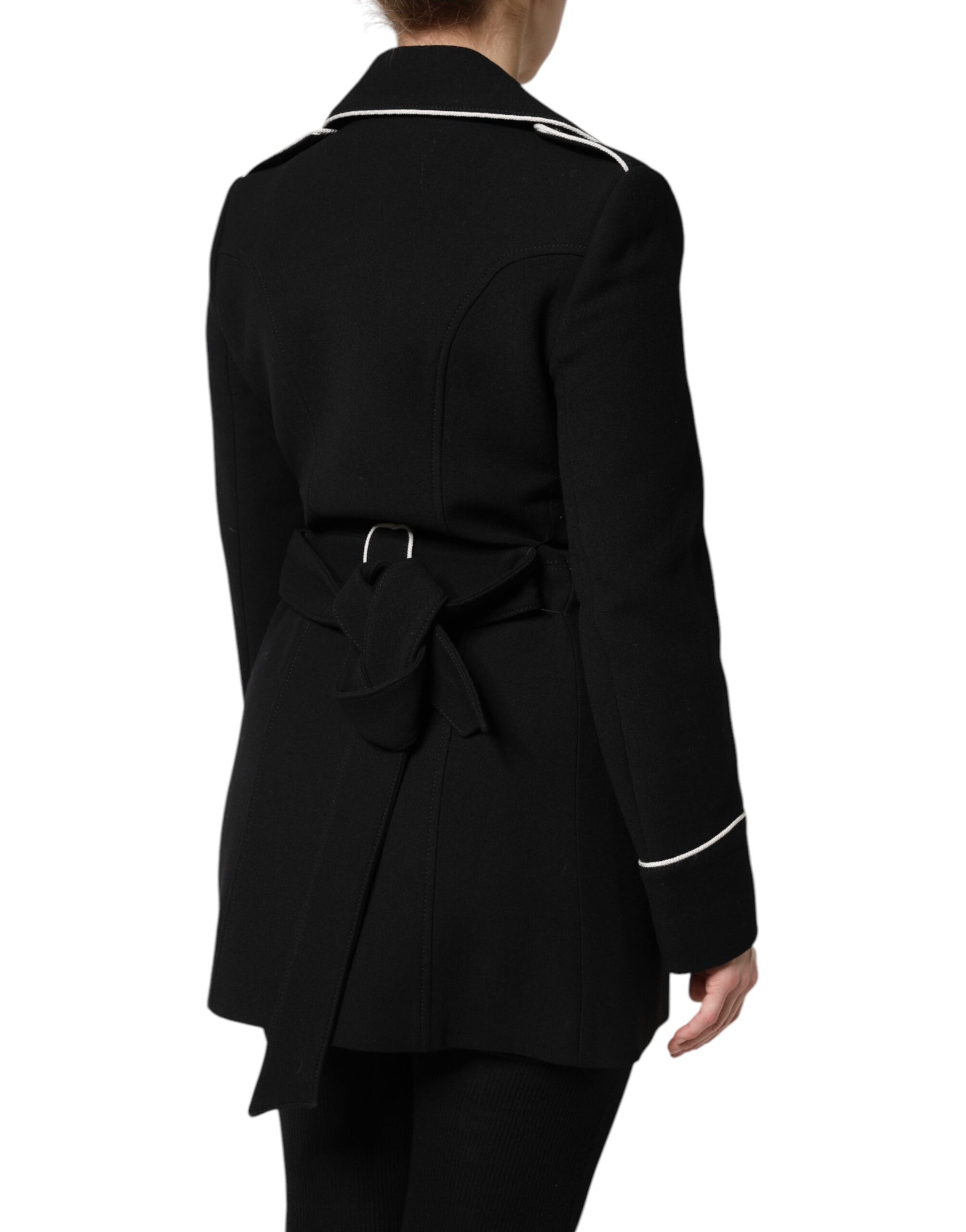 Veste blazer croisée en laine noire Dolce &amp; Gabbana